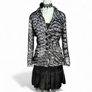Black and White Button-Up Cardigan